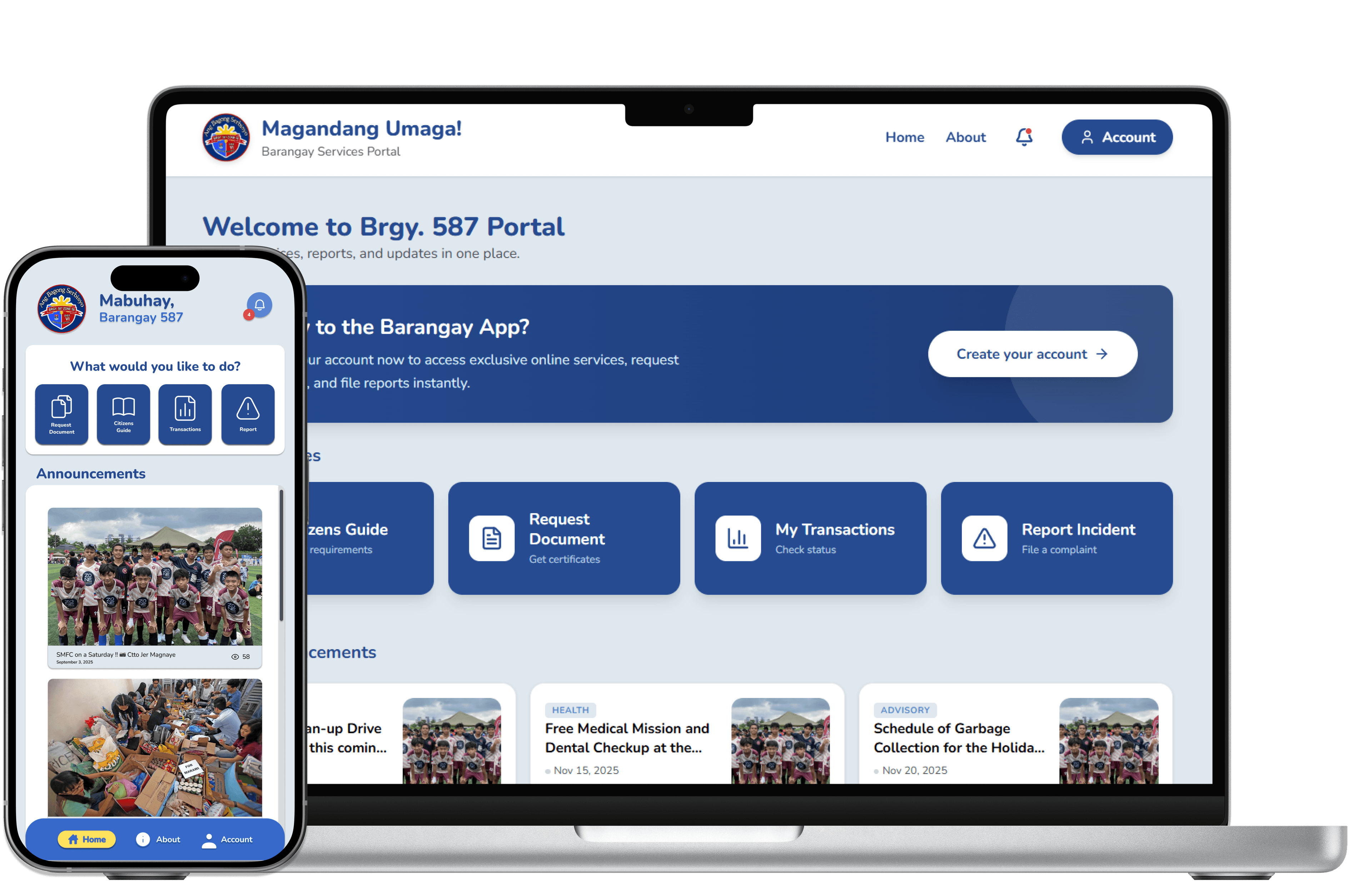 Barangay dashboard view showing digital services